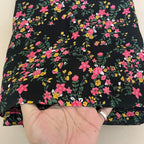 Dainty Wildflower Cotton Fabric by Yard – 42" Wide – Pink & Yellow Floral on Jet Black
