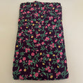 Midnight Purple Floral Cotton Fabric by Yard – 42" Wide – Pink Blossoms & Yellow Wildflowers