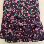 Midnight Purple Floral Cotton Fabric by Yard – 42" Wide – Pink Blossoms & Yellow Wildflowers