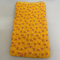 Mustard Yellow Floral Cotton Fabric by Yard – 42" Wide – Dainty Pink Blossoms & White Daisies