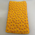 Mustard Yellow Floral Cotton Fabric by Yard – 42" Wide – Dainty Pink Blossoms & White Daisies