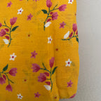 Mustard Yellow Floral Cotton Fabric by Yard – 42" Wide – Dainty Pink Blossoms & White Daisies