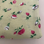 Floral Cotton Fabric by Yard – 42" Wide – Berry Pink & White Buds on Warm Beige