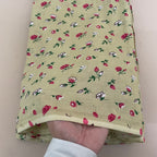 Floral Cotton Fabric by Yard – 42" Wide – Berry Pink & White Buds on Warm Beige