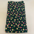 English Garden Floral Cotton Fabric by Yard – 42" Wide – Pink & Yellow Blossoms on Forest Green