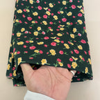 English Garden Floral Cotton Fabric by Yard – 42" Wide – Pink & Yellow Blossoms on Forest Green