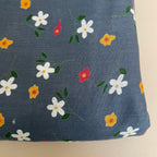 Wildflower Meadow Daisy Cotton Fabric – 42" Wide – White & Yellow Florals on Slate Blue – Sold by the Yard