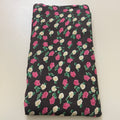 Rose Floral Cotton Fabric – 42" Wide – Pink & Cream Flowers on Dark Brown – Sold by the Yard