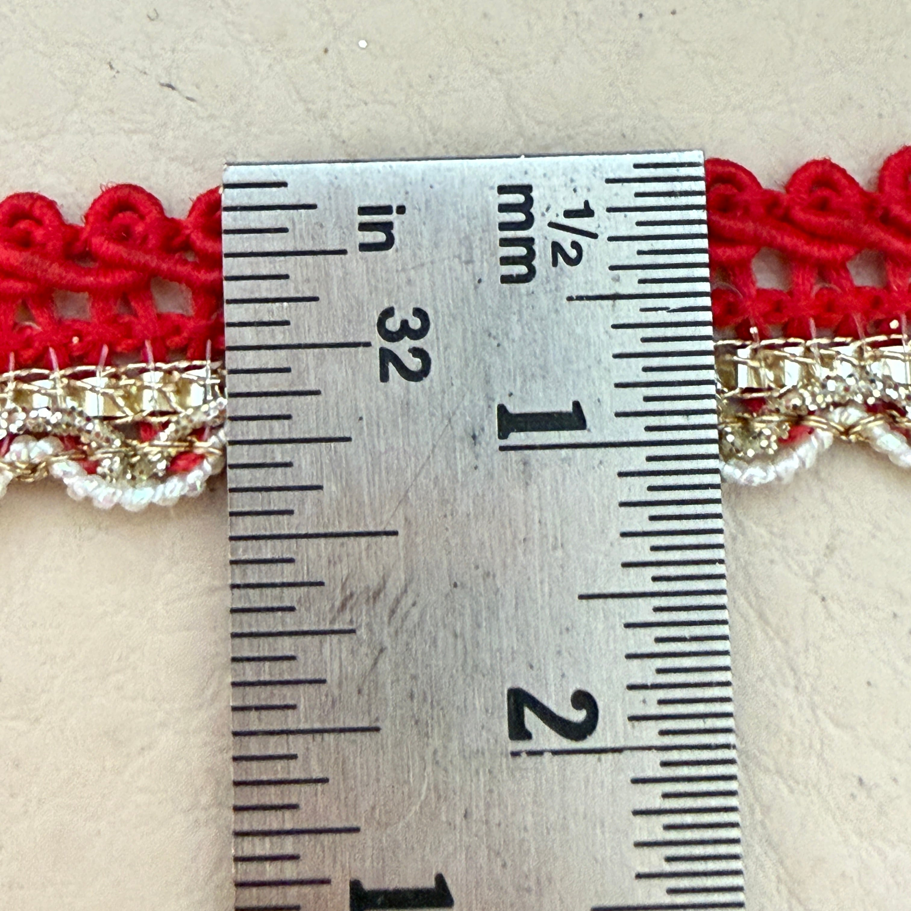 Red & Gold Decorative Trim Cord - 18 Yards