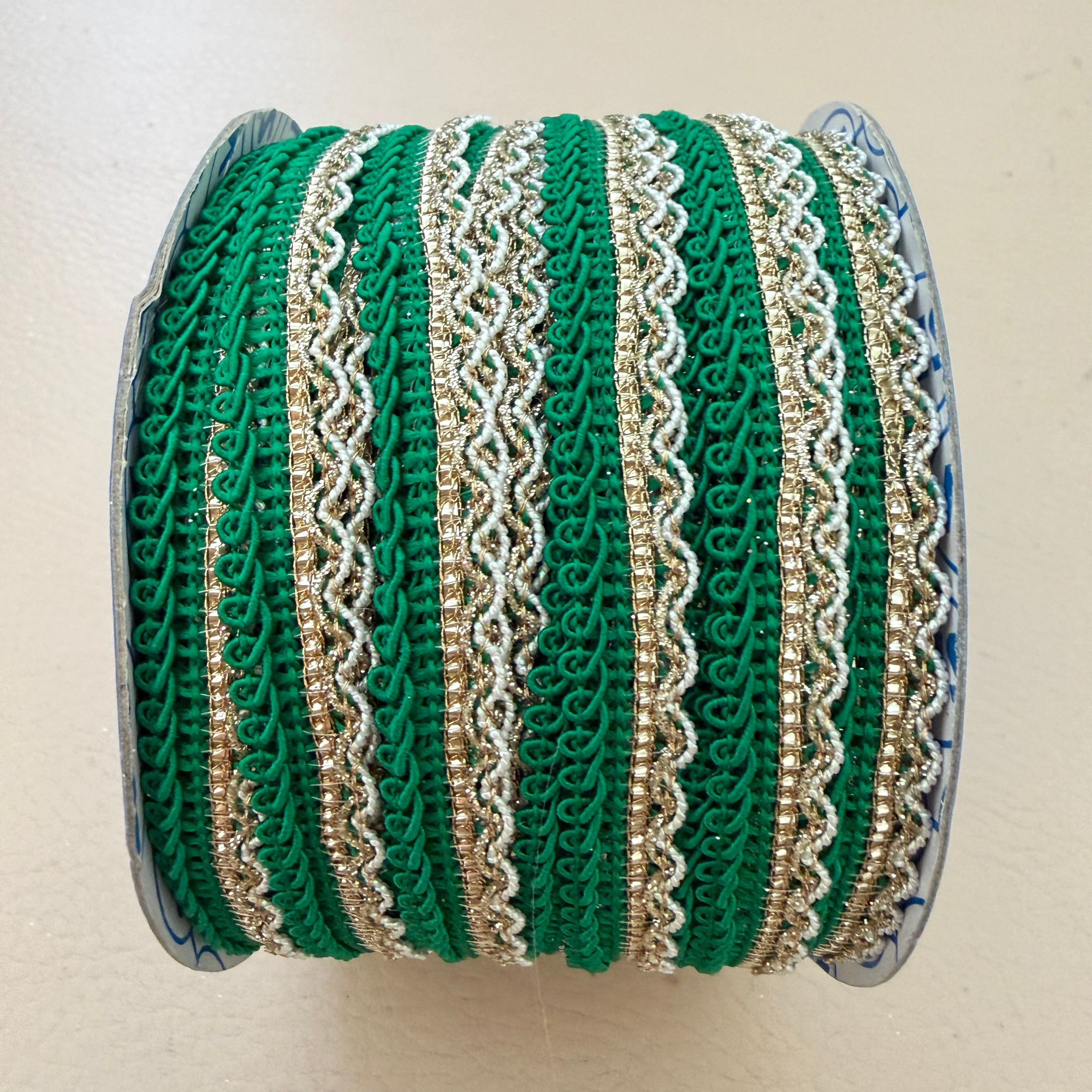 Green & Gold Decorative Trim Cord - 18 Yards