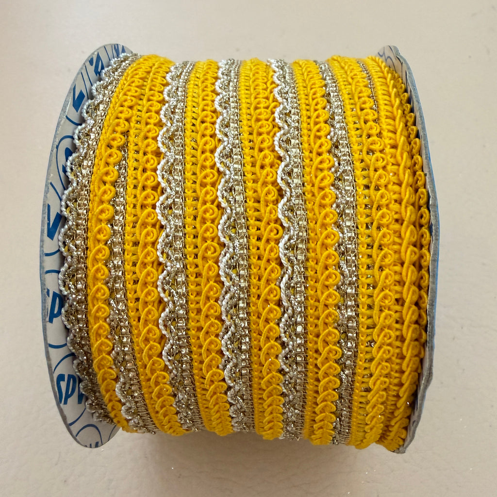 Yellow & Silver Decorative Trim Cord - 18 Yards
