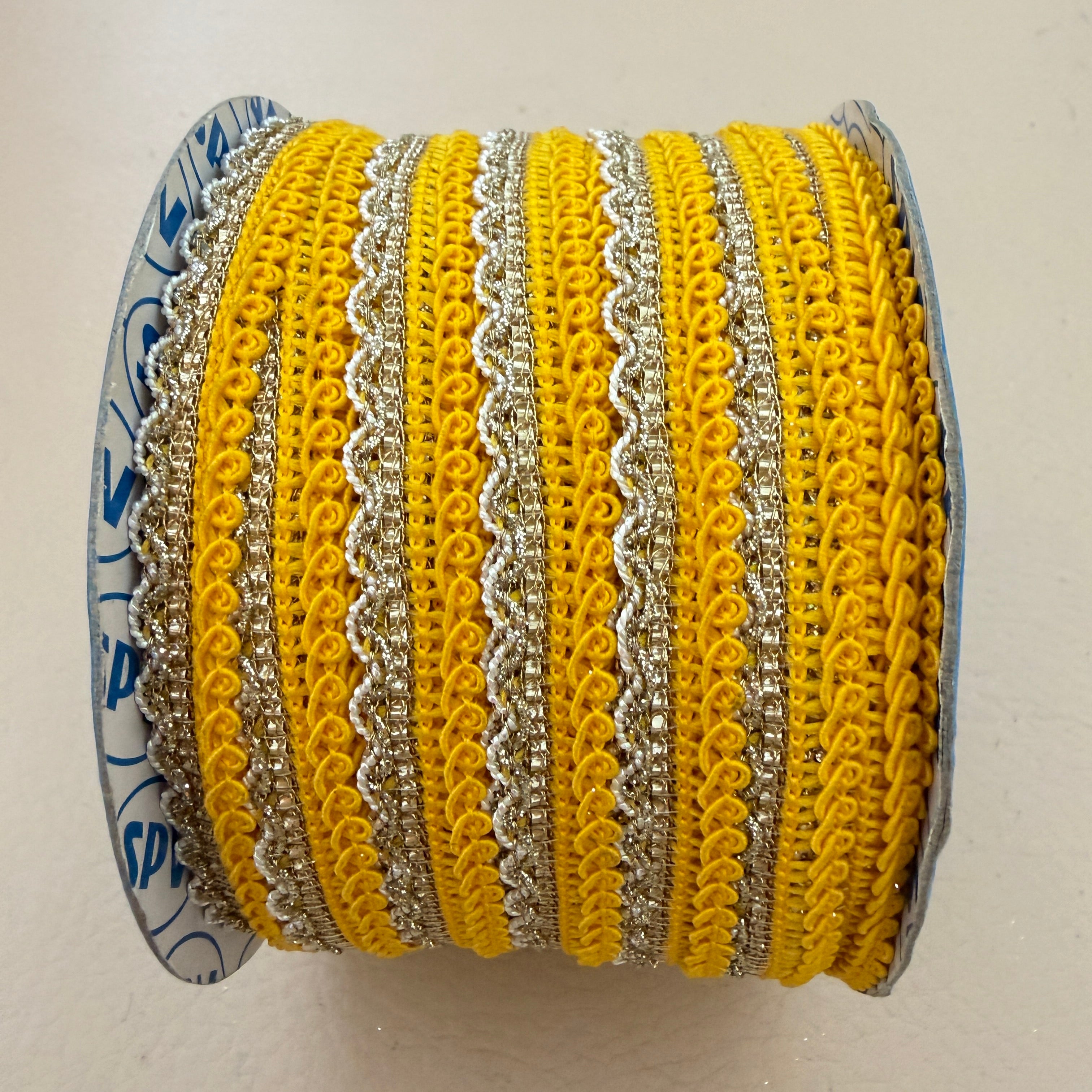 Yellow & Silver Decorative Trim Cord - 18 Yards