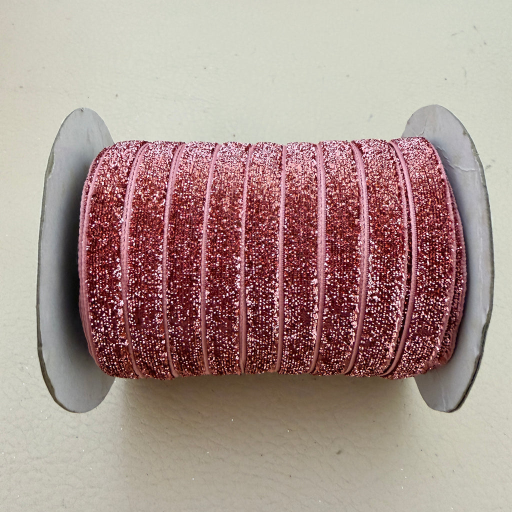 Rose Pink Metallic Glitter Trim Cord - 18 Yards