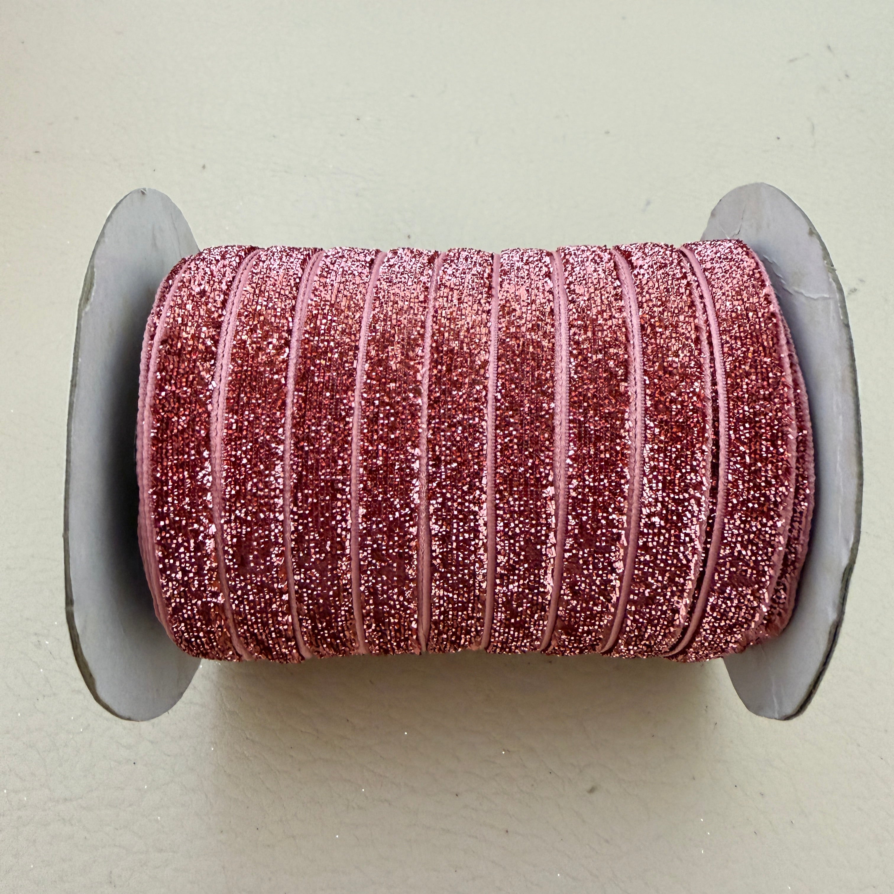 Rose Pink Metallic Glitter Trim Cord - 18 Yards