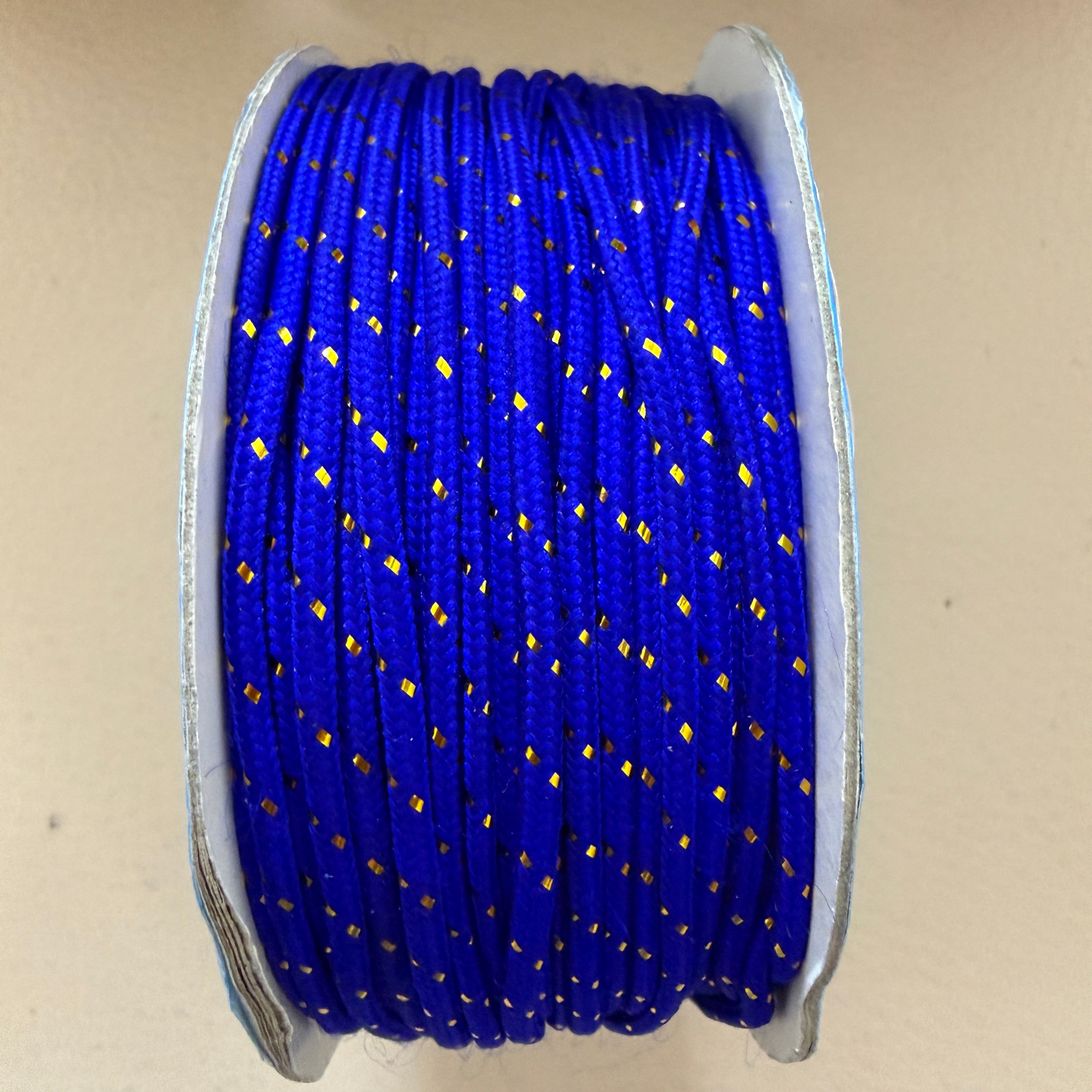Royal Blue & Gold Diamond Weave Braided Cord - 18 Yards