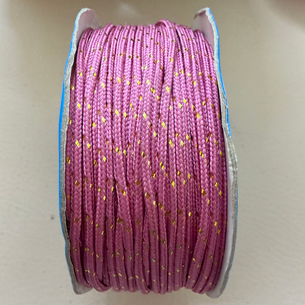 Dusty Pink & Gold Metallic Weave Braided Cord – 18 Yards