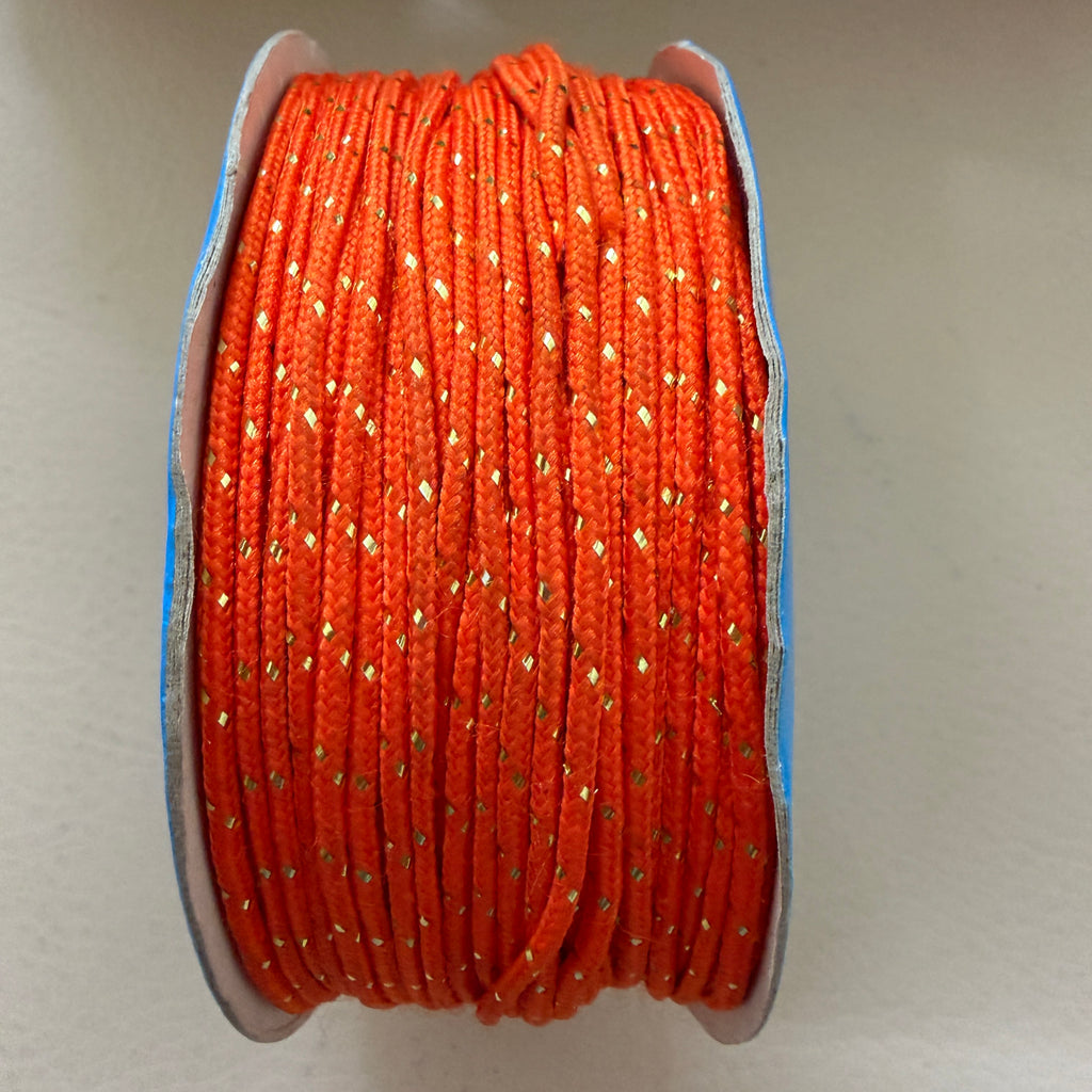 Bright Orange & Gold Lurex Braided Cord – 18 Yards