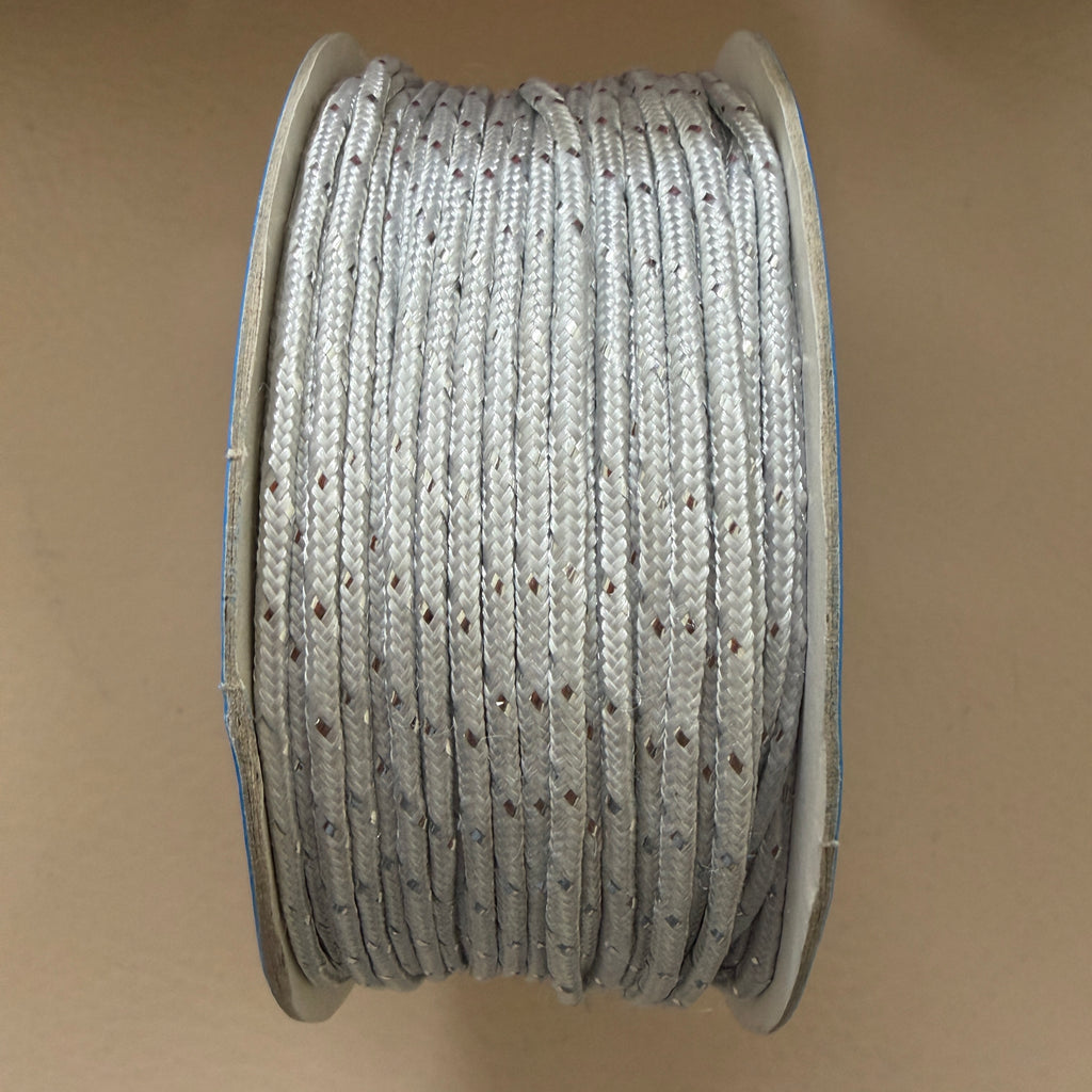 White & Silver Metallic Weave Braided Cord – 18 Yards