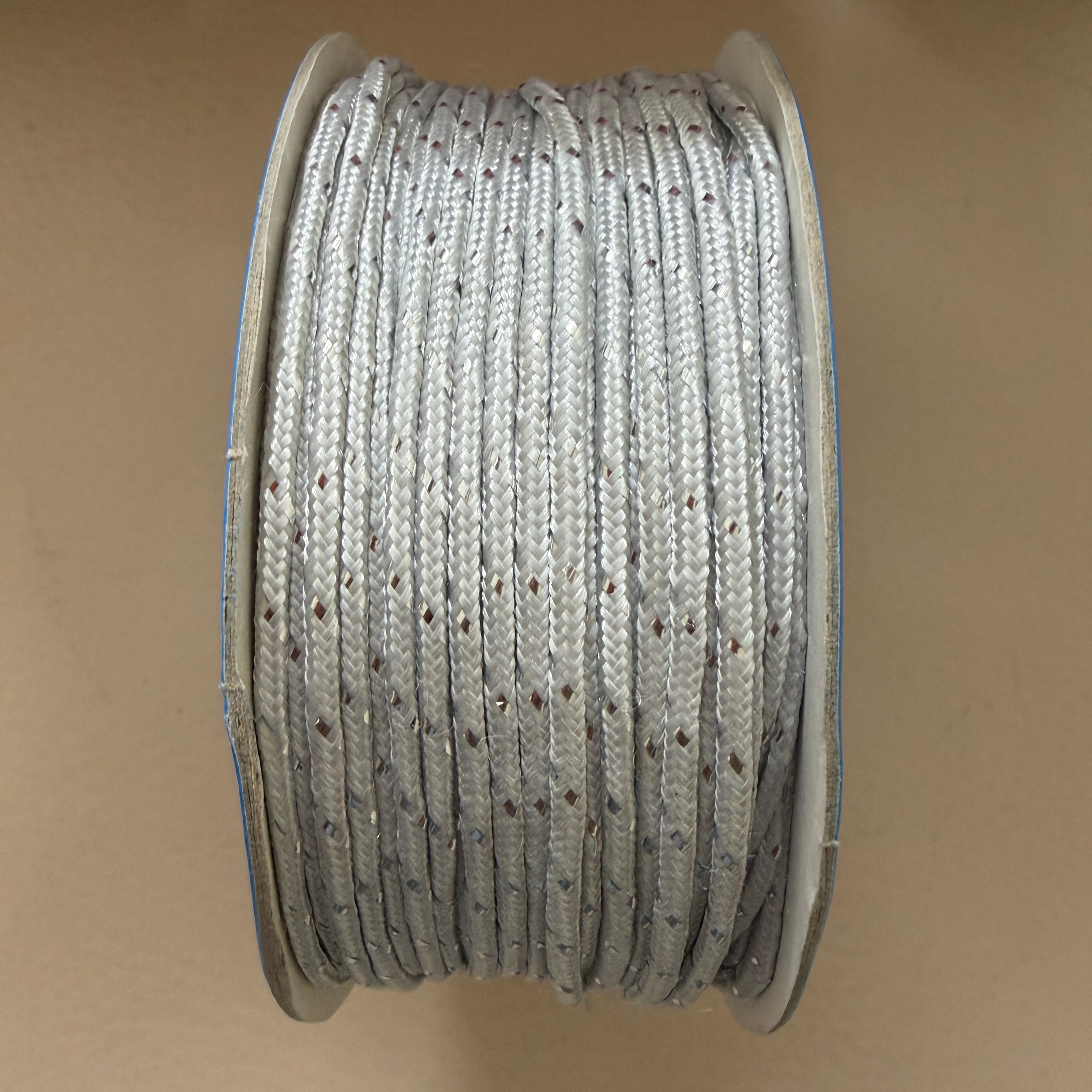 White & Silver Metallic Weave Braided Cord – 18 Yards