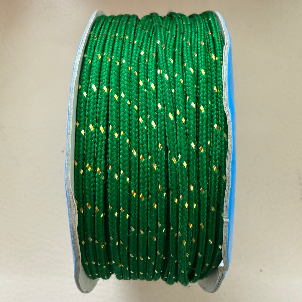 Green & Gold Lurex Braided Cord – 18 Yards