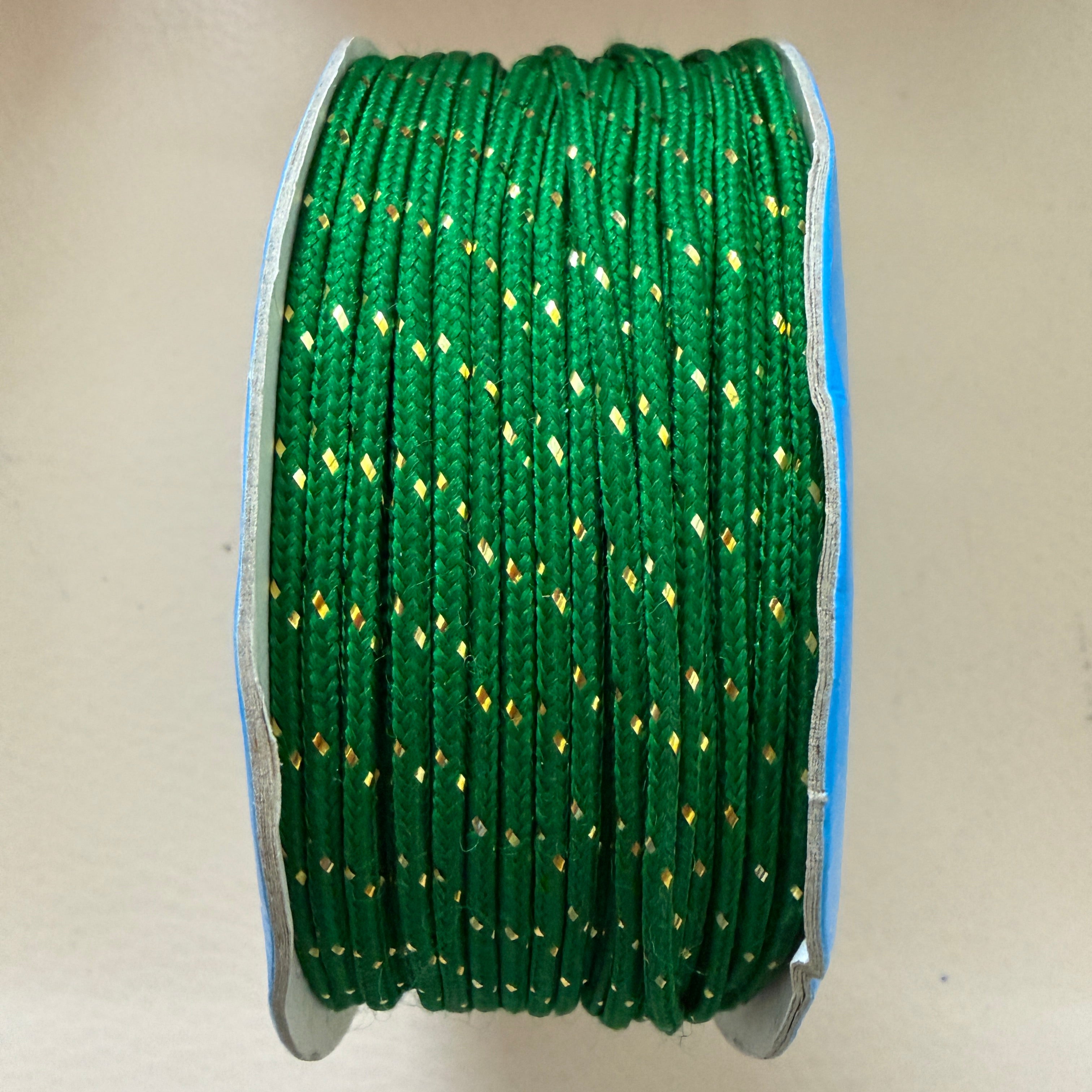 Green & Gold Lurex Braided Cord – 18 Yards