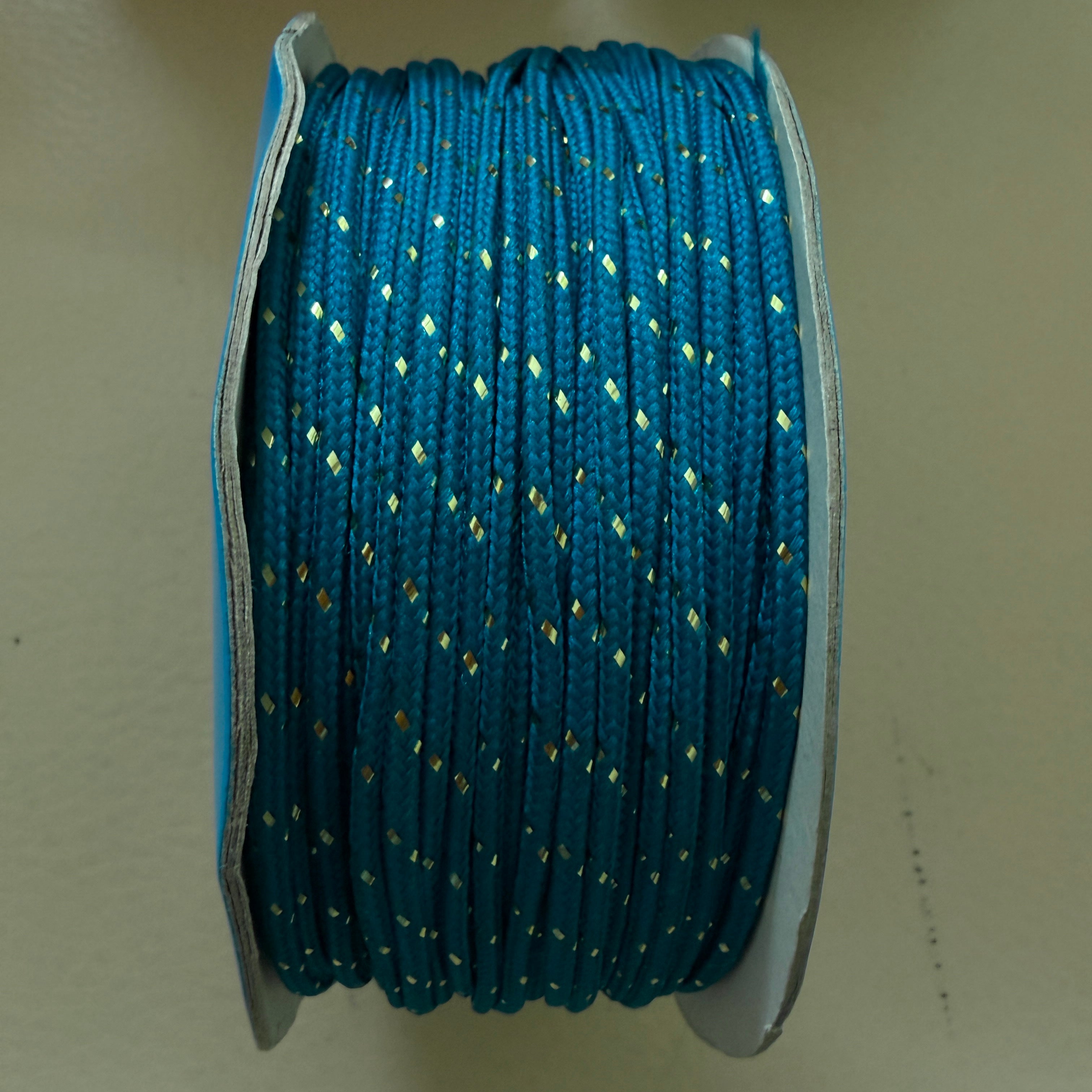 Peacock Blue & Gold Lurex Braided Cord – 18 Yards