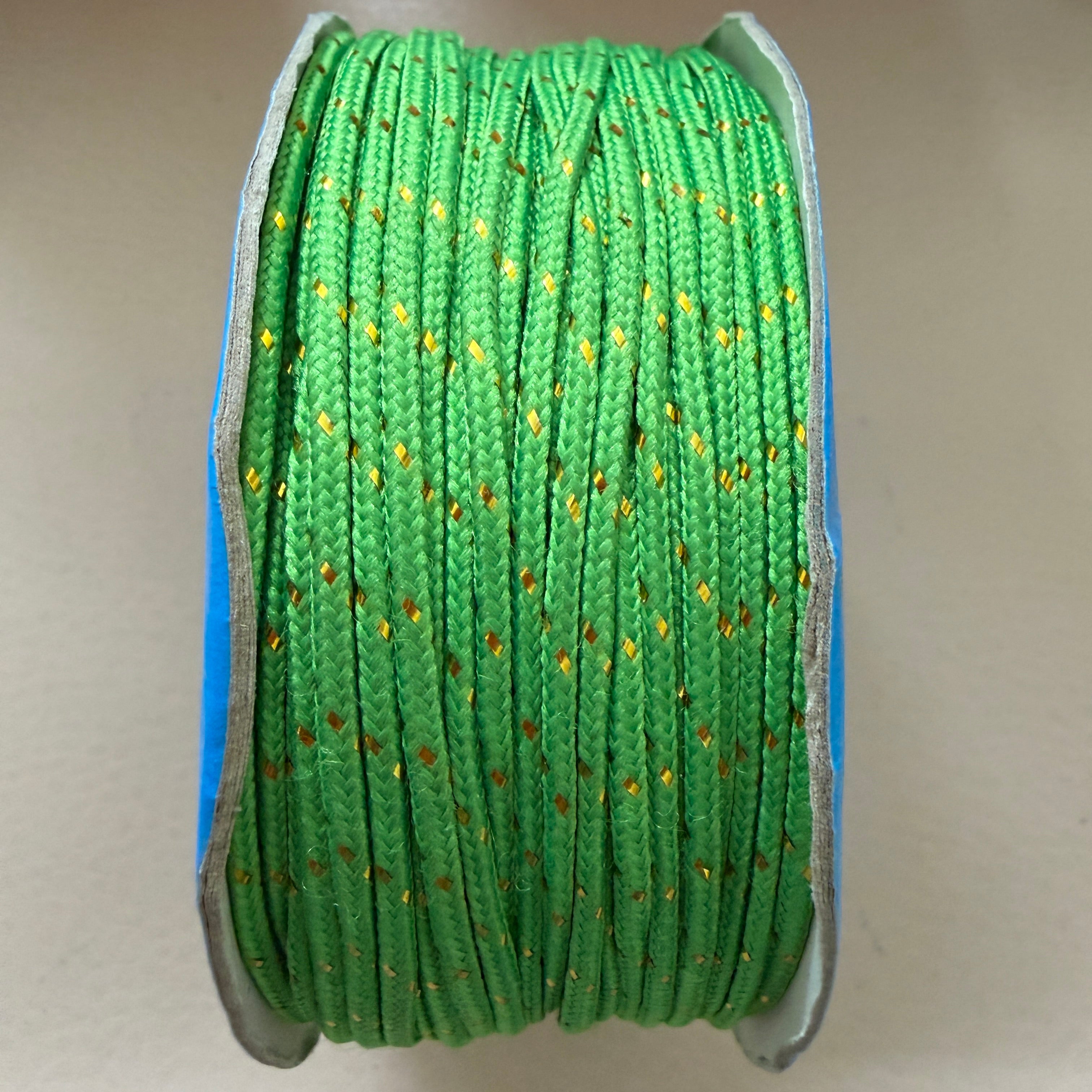 Green & Gold Metallic Diamond Weave Braided Cord – 18 Yards