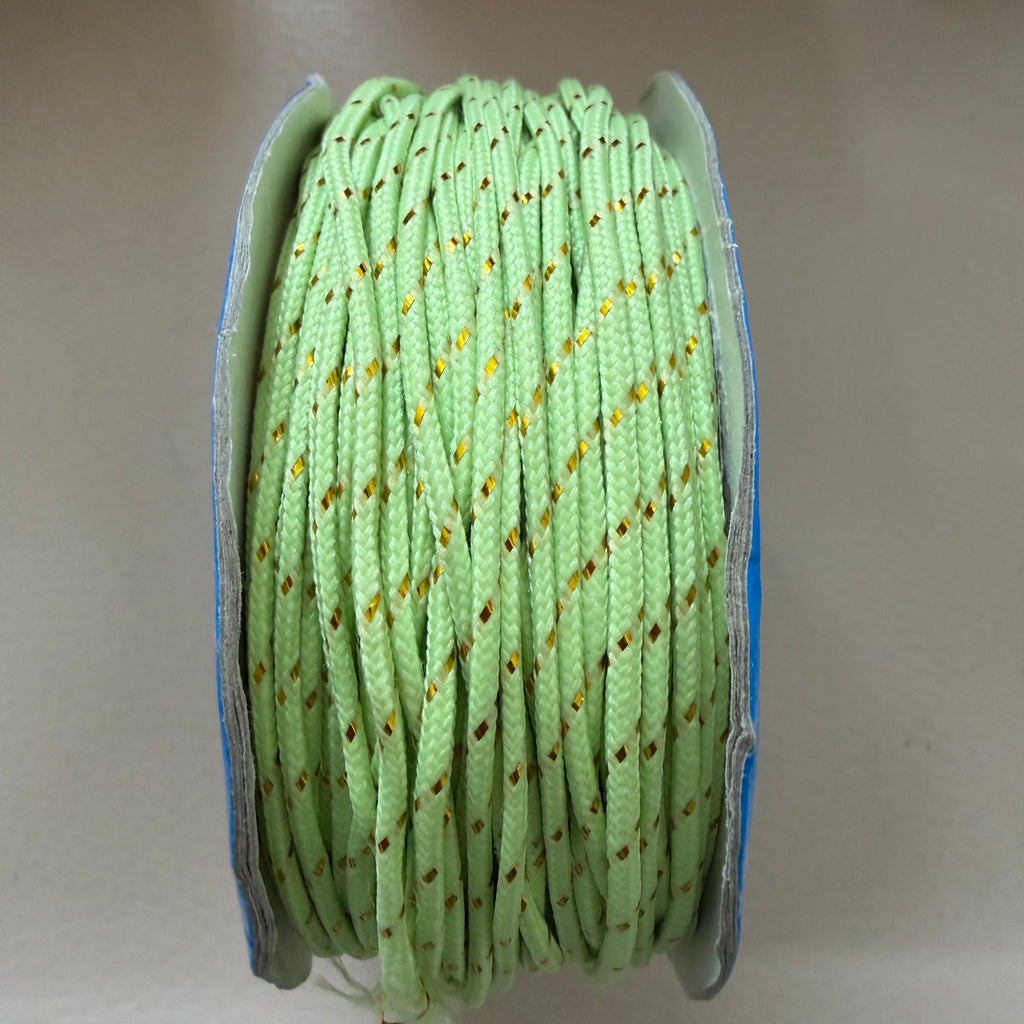 Mint Green & Gold Lurex Braided Cord – 18 Yards