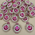 Magenta Embellished Patches Handcrafted Kundan Style Tear Drop Appliques - 10 Pcs