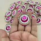 Magenta Embellished Patches Handcrafted Kundan Style Tear Drop Appliques - 10 Pcs