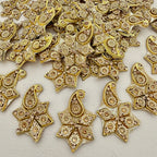 Gold Paisley Star Patches 5.5cm Handcrafted Rhinestone Appliques - 10 Pcs