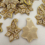 Gold Paisley Star Patches 5.5cm Handcrafted Rhinestone Appliques - 10 Pcs