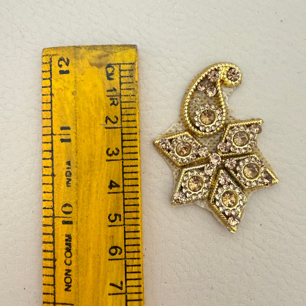 Gold Paisley Star Patches 5.5cm Handcrafted Rhinestone Appliques - 10 Pcs