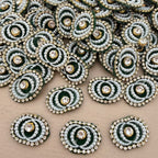 Oval Velvet Rhinestone Patches Emerald Green Crystal Appliques for DIY Crafts - 25 Pcs