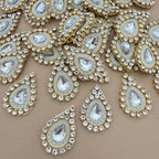 Teardrop Rhinestone Pearl Patches Crystal Waterdrop Appliques - 10 Pcs