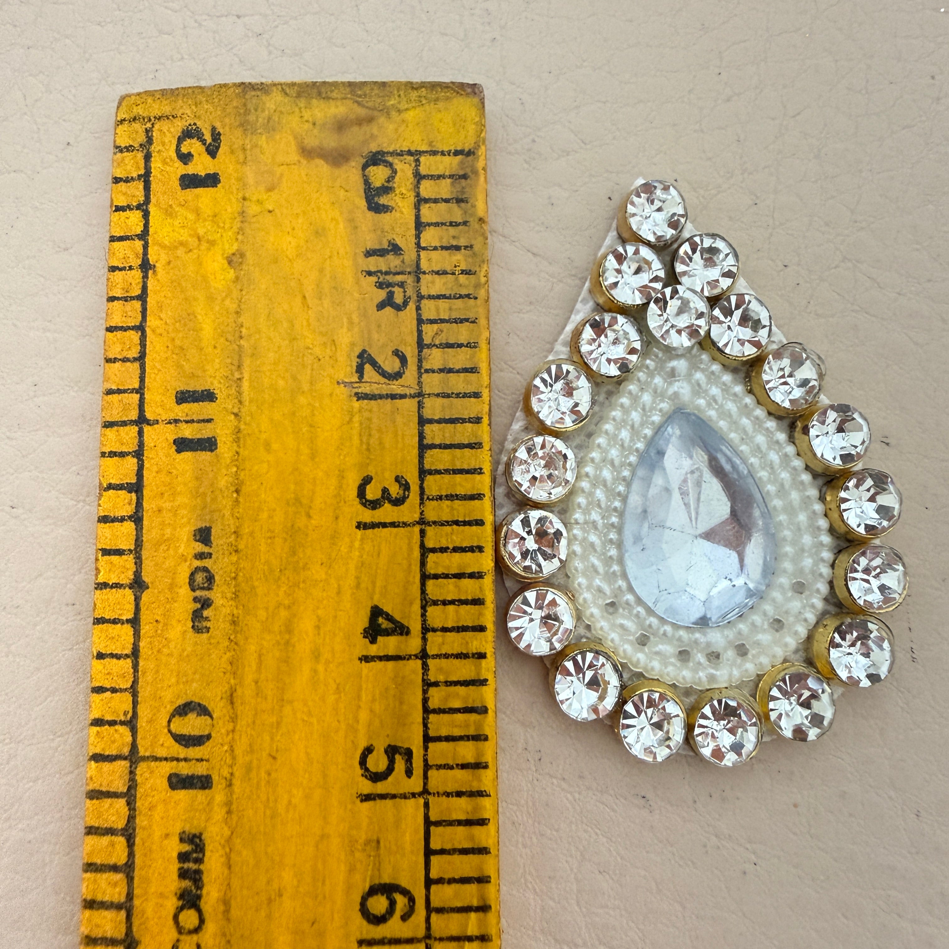 Teardrop Rhinestone Pearl Patches Crystal Waterdrop Appliques - 10 Pcs