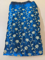 Gold Zari Sequin Embroidered Georgette Fabric