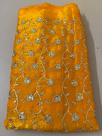 Gold Zari Sequin Embroidered Georgette Fabric