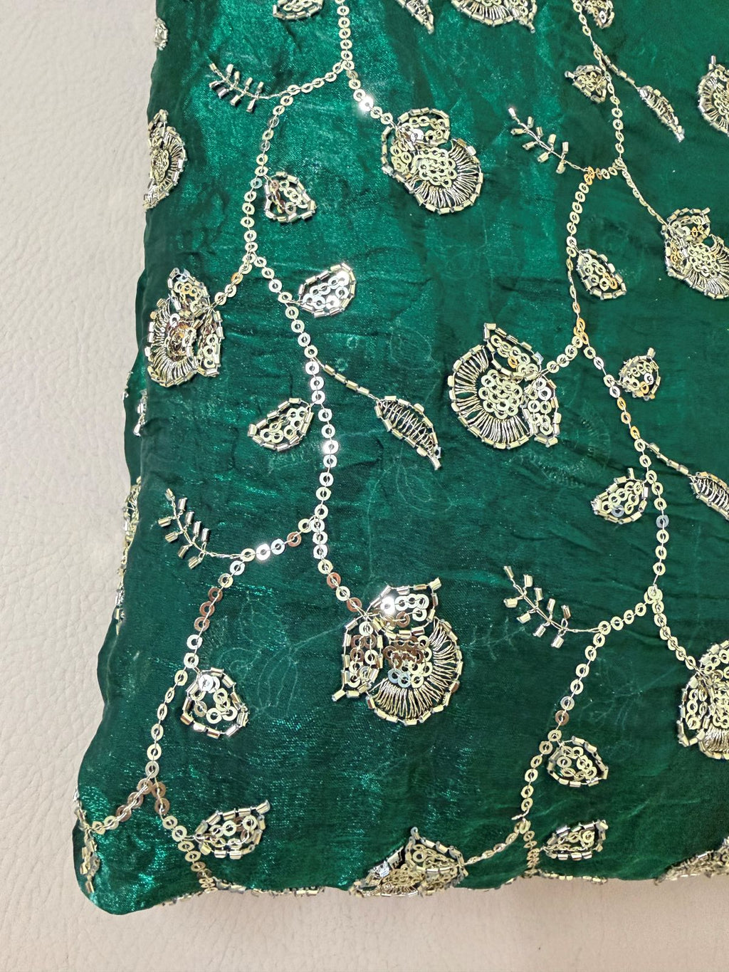 Gold Zari Sequin Embroidered Georgette Fabric