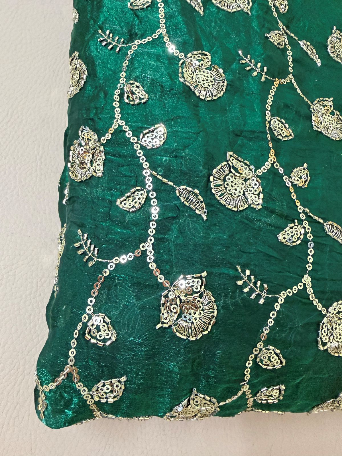 Gold Zari Sequin Embroidered Georgette Fabric