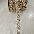 Gold Crystal Sequin Chain Lace Trim – 9 Yards Roll