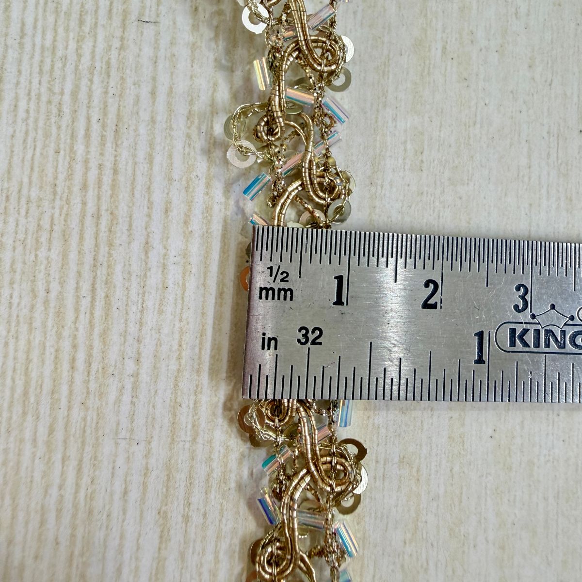 Gold Crystal Sequin Chain Lace Trim – 9 Yards Roll