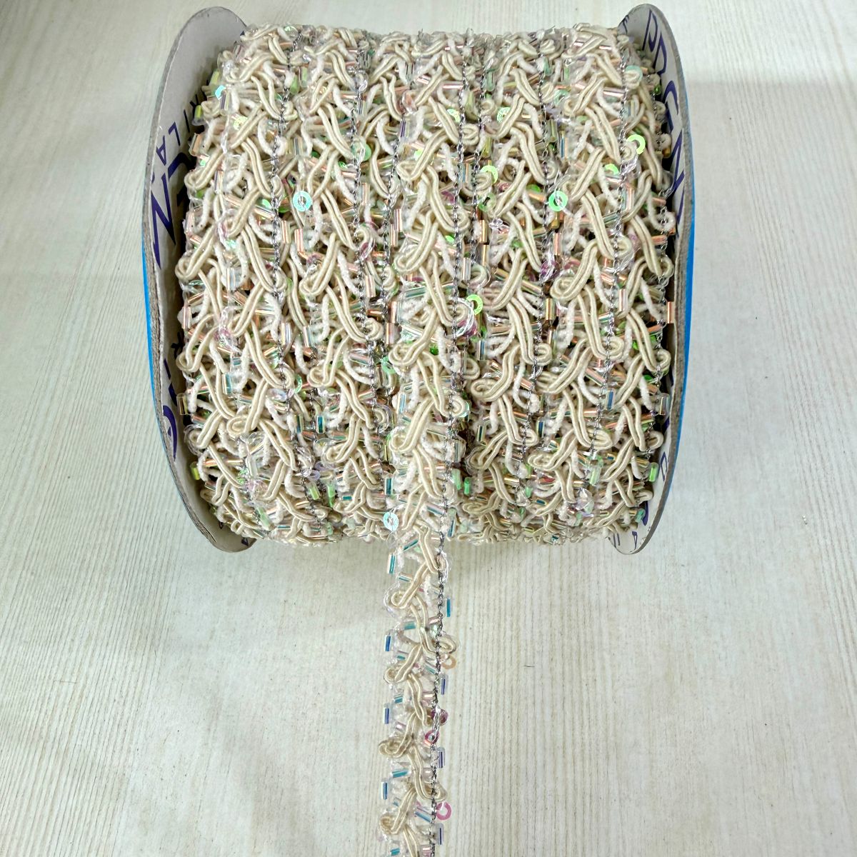 Cream Crystal Sequin Braid Lace Trim – 9 Yards Roll