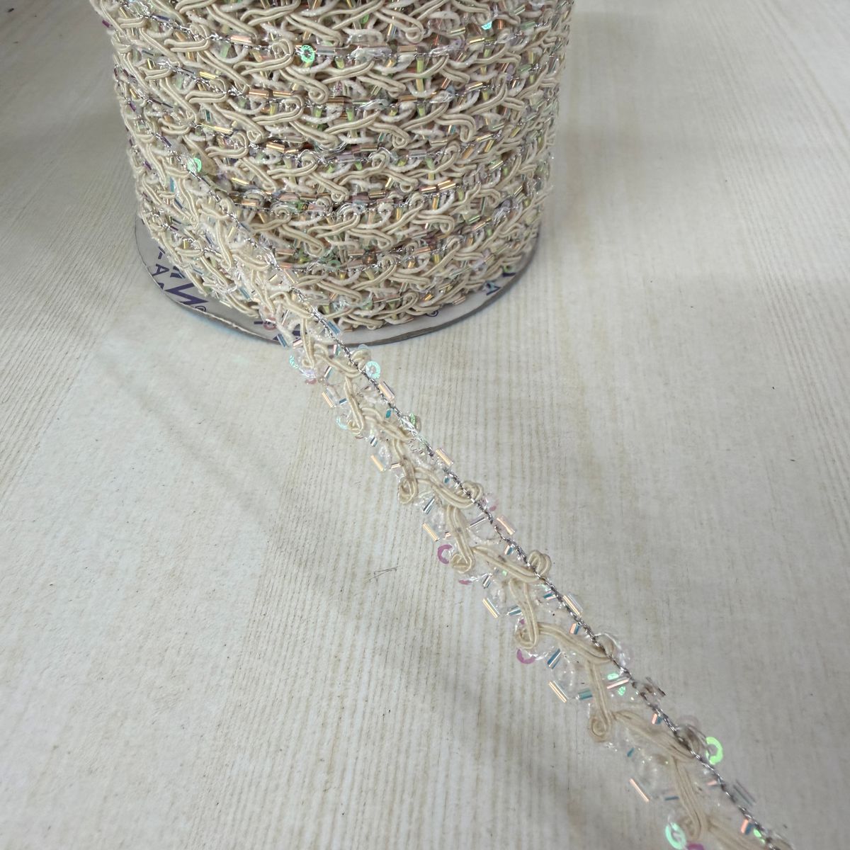 Cream Crystal Sequin Braid Lace Trim – 9 Yards Roll