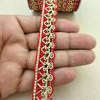 Red & Gold Gimp Braid Lace Trim | Sold by the Yard