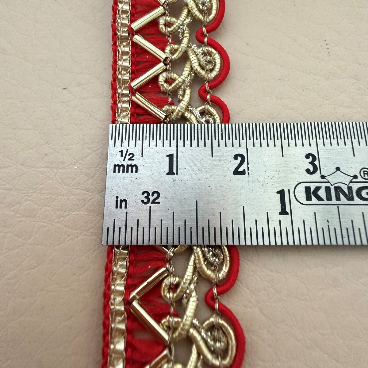Red & Gold Gimp Braid Lace Trim | Sold by the Yard