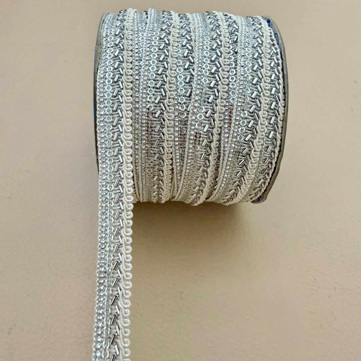 Silver Bugle Bead & Loop Gimp Lace Trim – Sold by the Yard