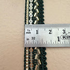 Green Silver Bugle Bead Gimp Lace Trim – 9 Yards Roll