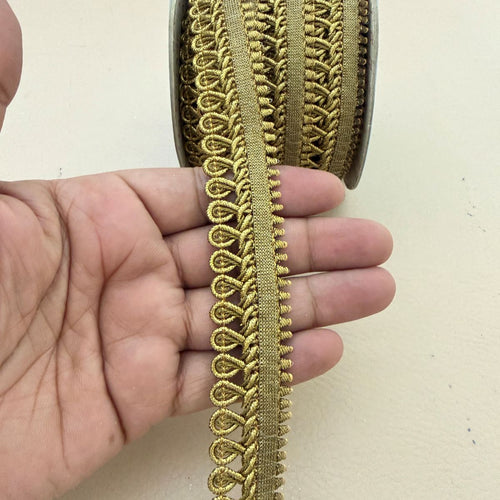Antique Gold Gimp Lace Trim – Teardrop Loop Edge | Sold by the Yard