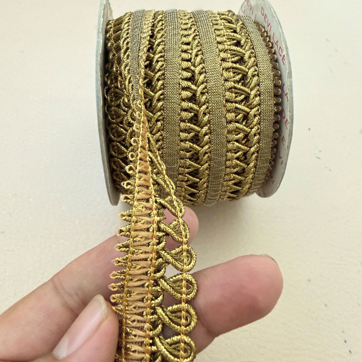 Antique Gold Gimp Lace Trim – Teardrop Loop Edge | Sold by the Yard